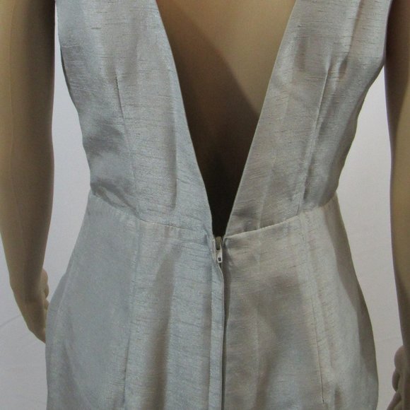 Women's Size 8 H&M Silver Gray Polyester Cocktail Party Sheath Dress Sleeveless - Picture 4 of 8